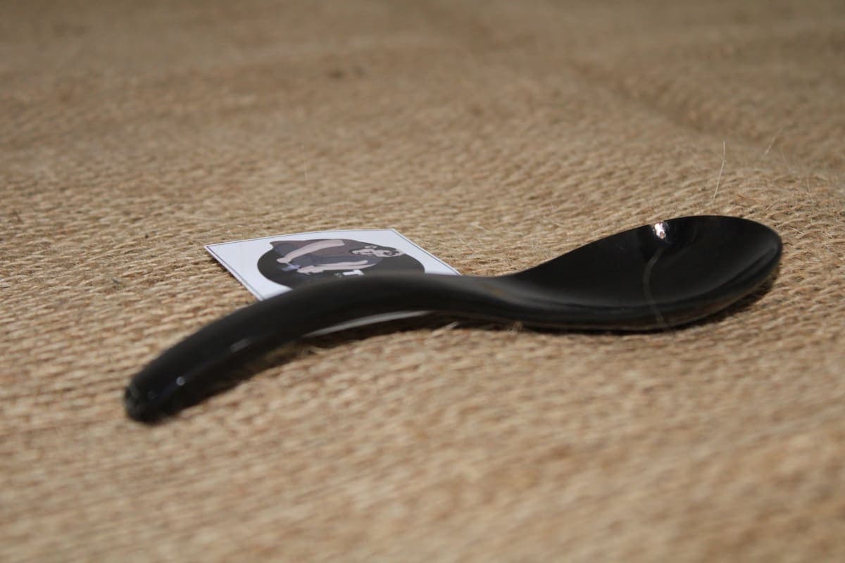 Black Curved Handle Horn Spoon 
