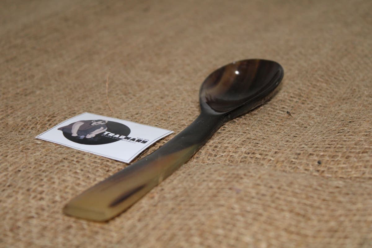 Dark Brown Bowl Horn Spoon