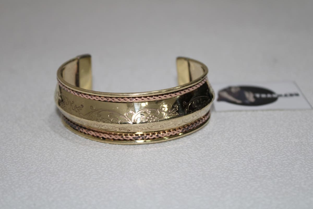 Dual Copper Rope Design Brass Cuff