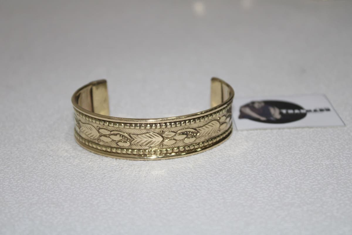 Brass Cuff With Leaves Design