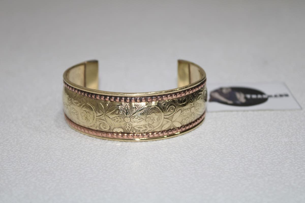 Brass Cuff With Dual Copper Rope Design