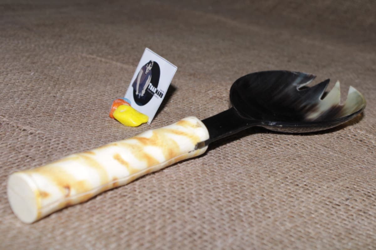 Spork Horn Spoon With Bone Handle