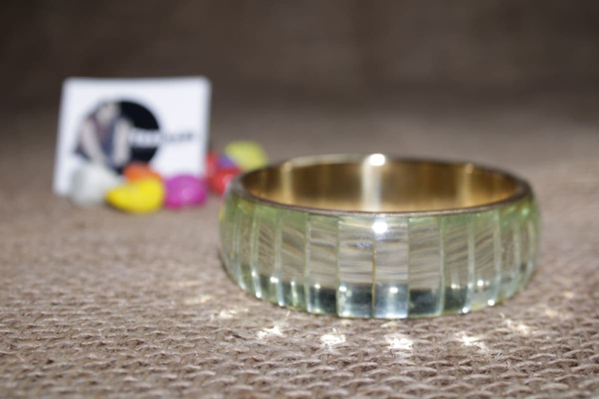 Transparent Resin Bangle With Brass Sheet