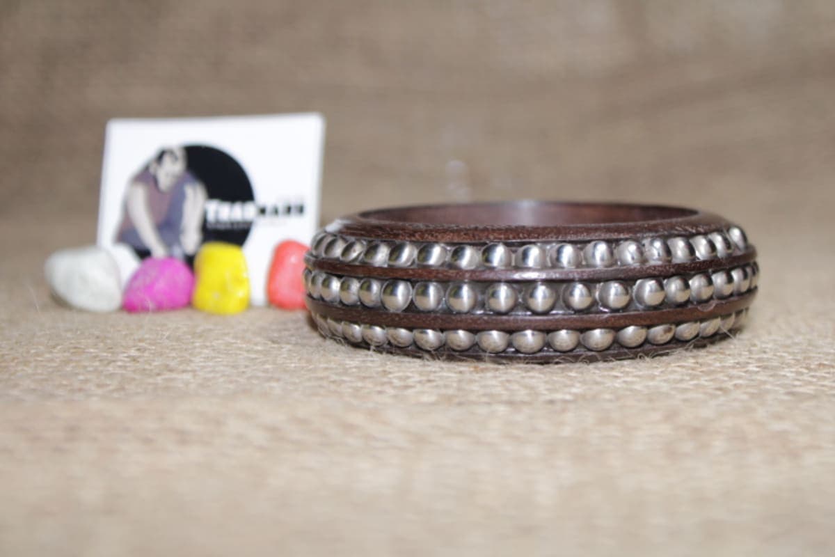 Wooden Bangle With Studded Aluminium