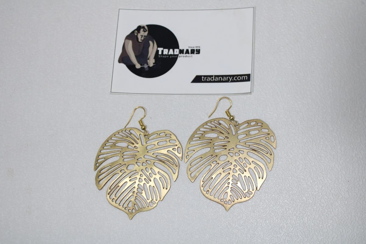 Leaf Design Brass Earrings 