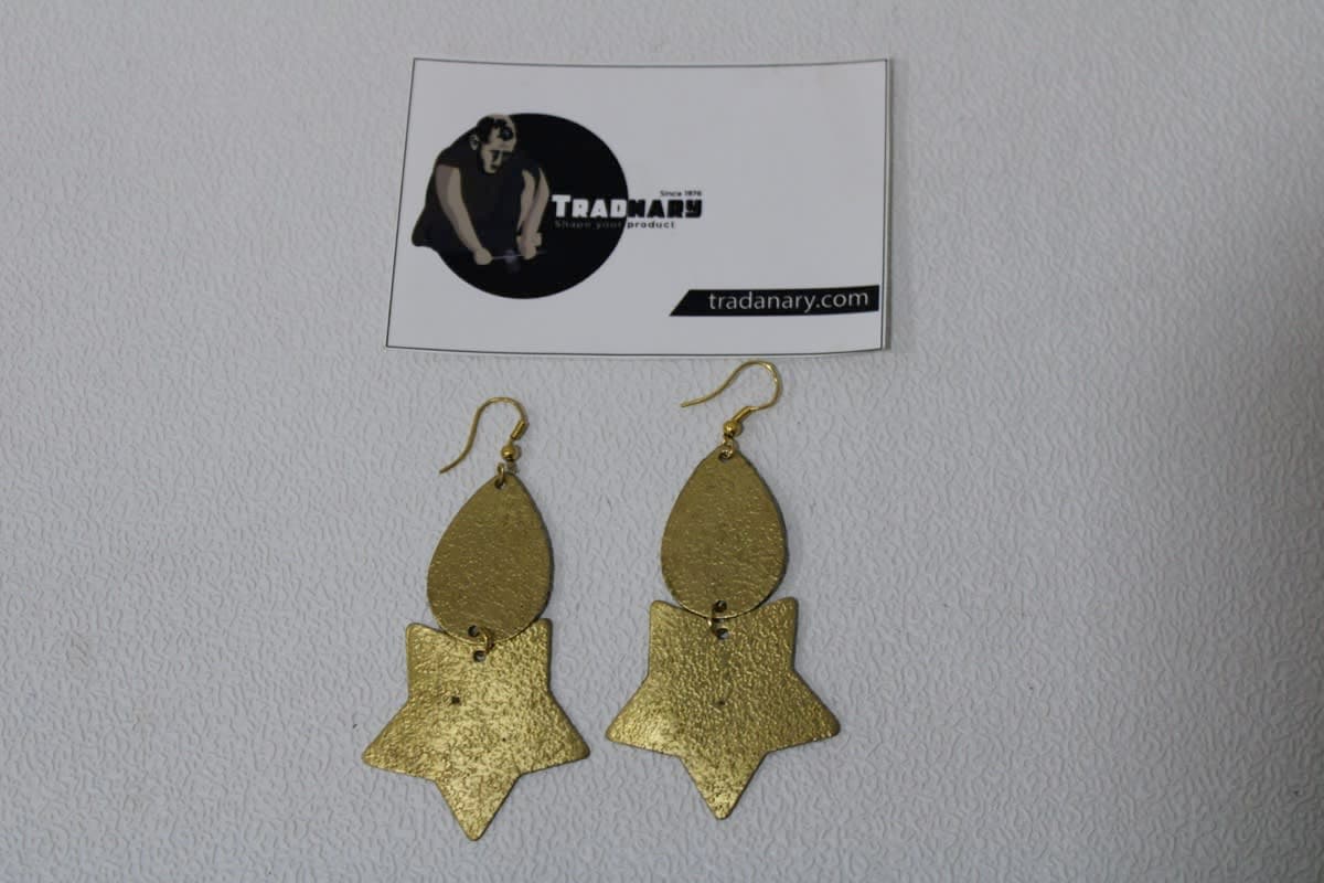 Drop & Star Shape Brass Earrings