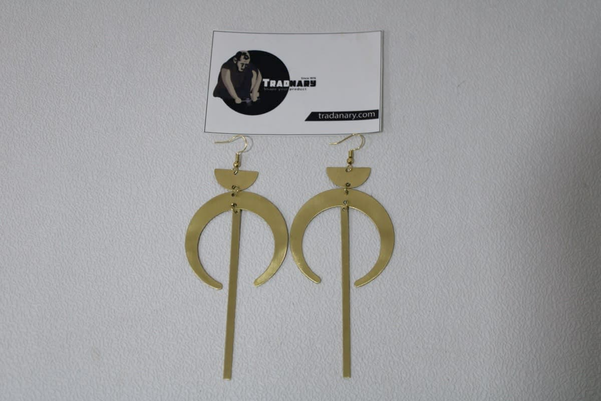 Moon Shape Brass Earrings 