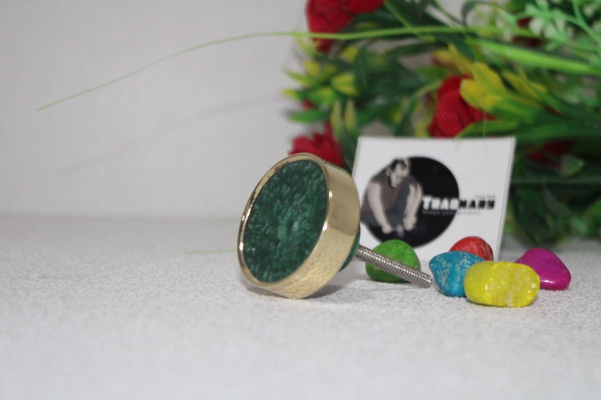 Brass and green resin