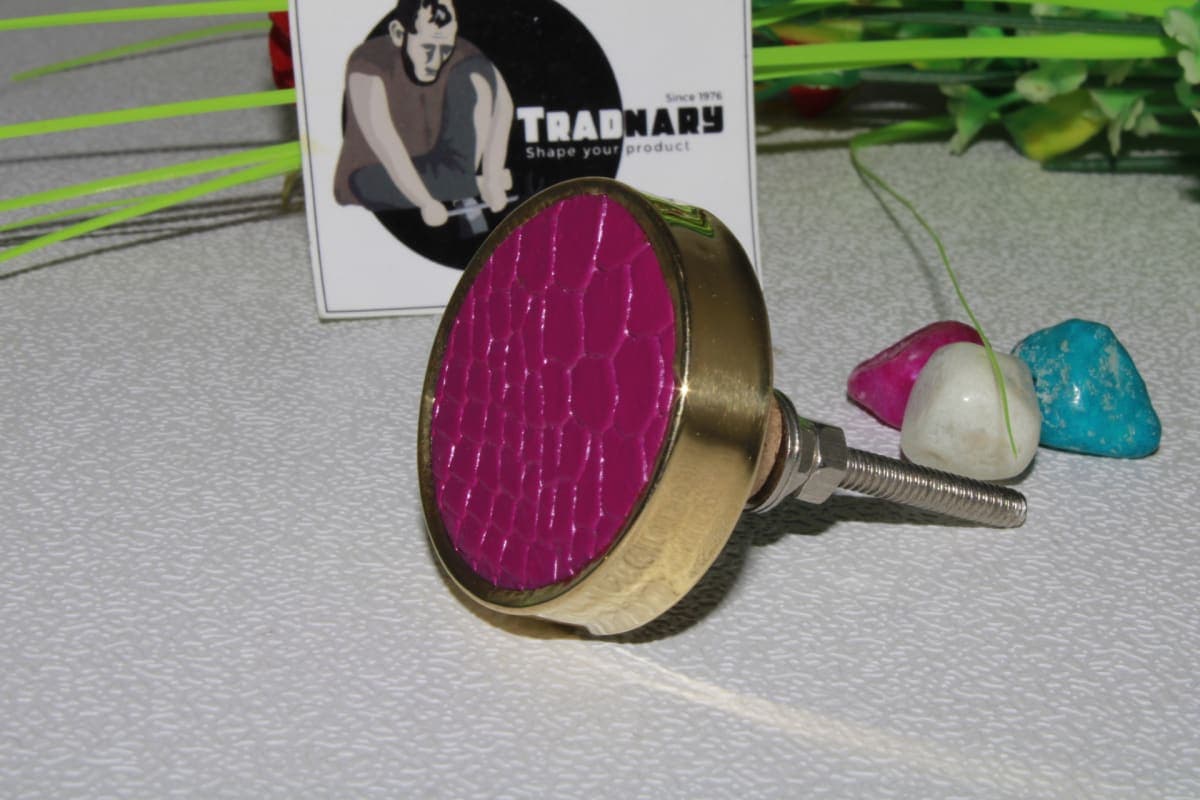 Brass & Rexine Knob 