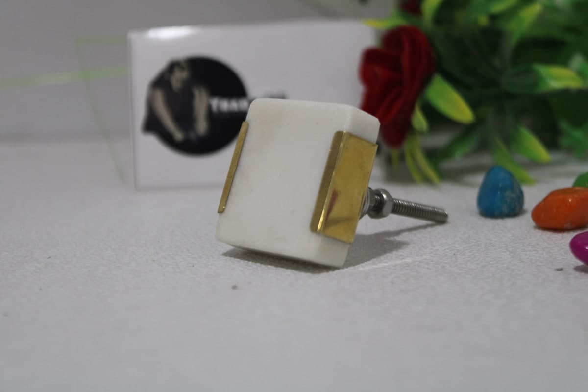 Side Brass Marble Knob