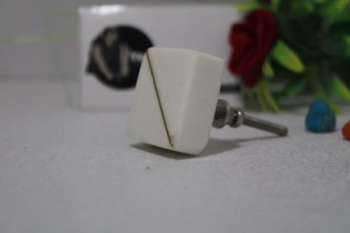Brass Line Marble Knob