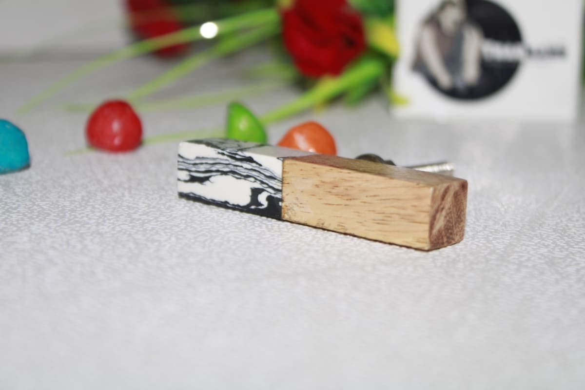 Rectangular Knob In Colorful Resin & Wood