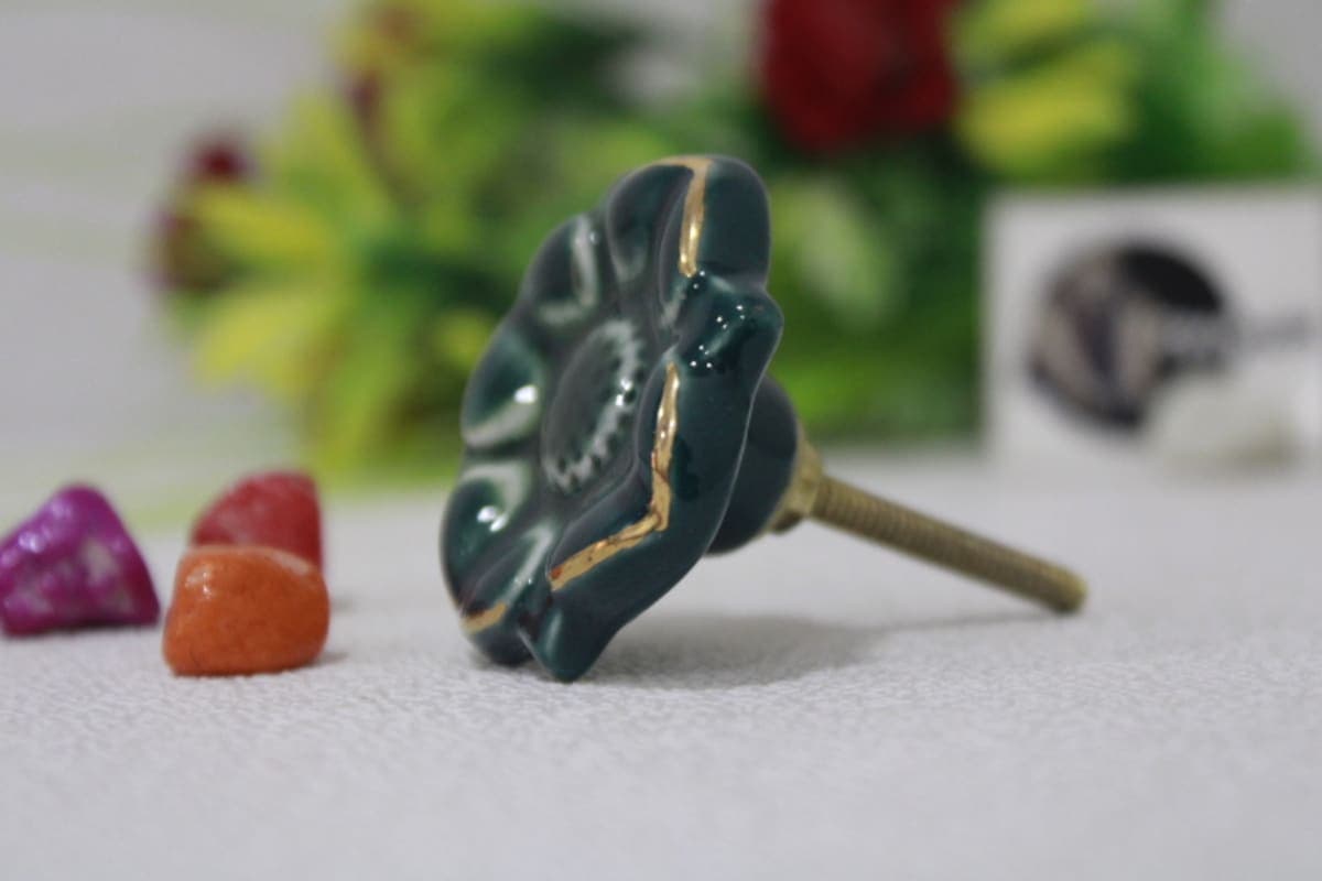 Ceramic black Flower Knob