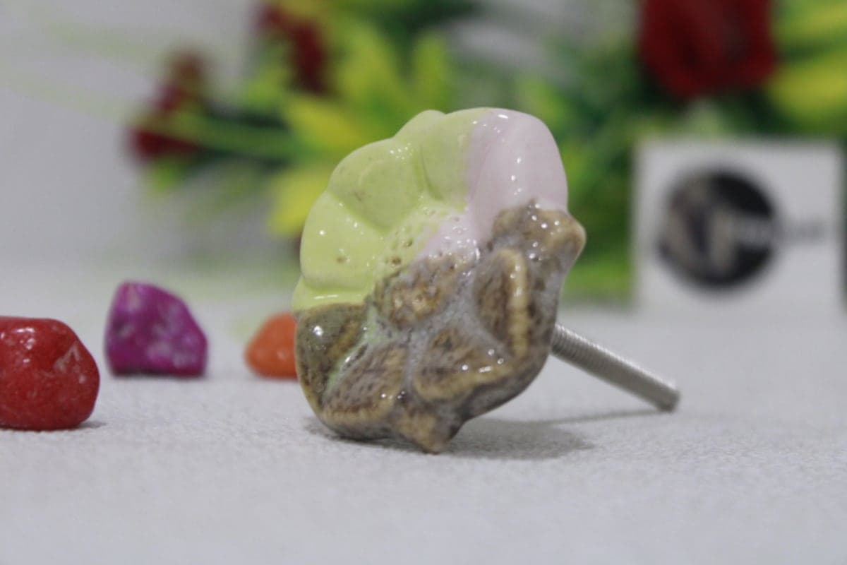 Ceramic Three Color Flower Knob