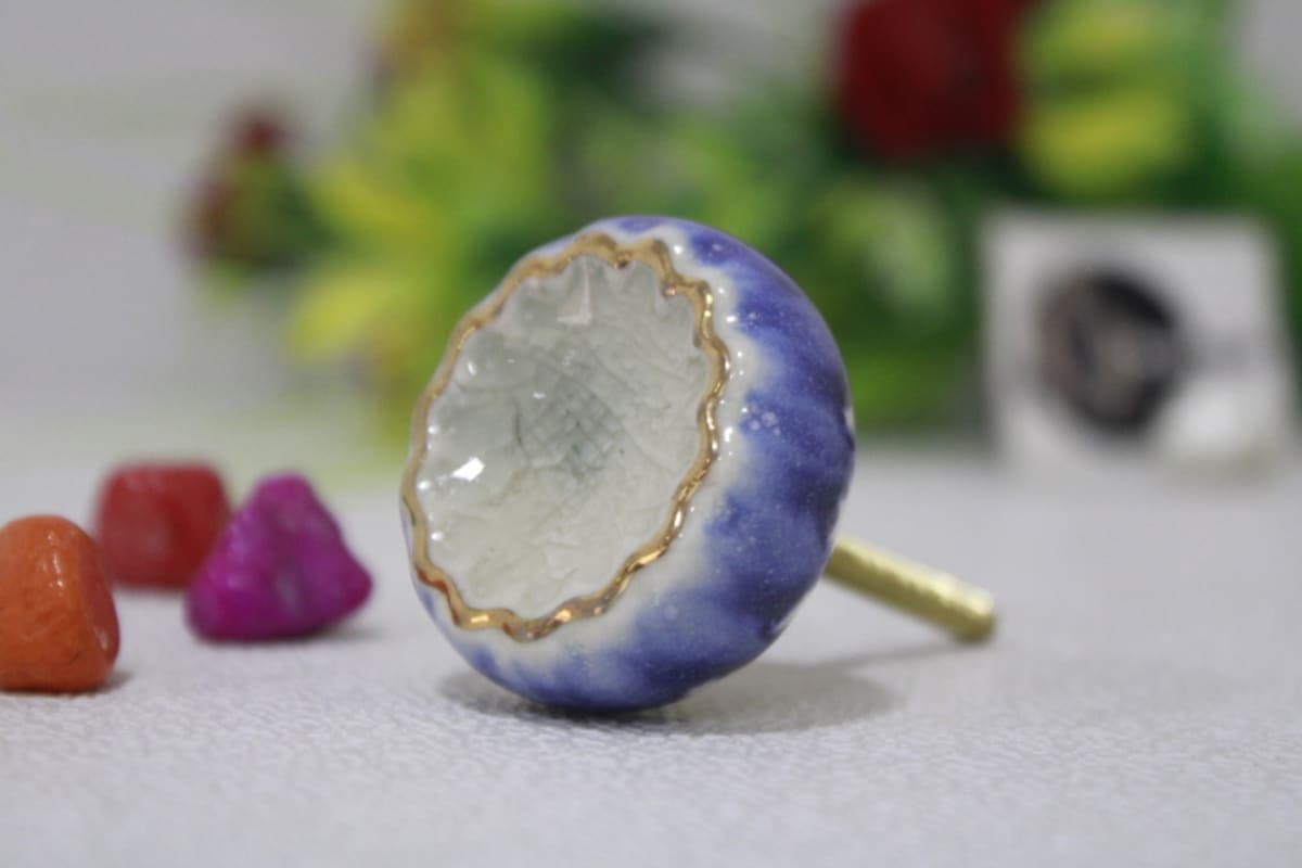 Blue And White Ceramic Knob