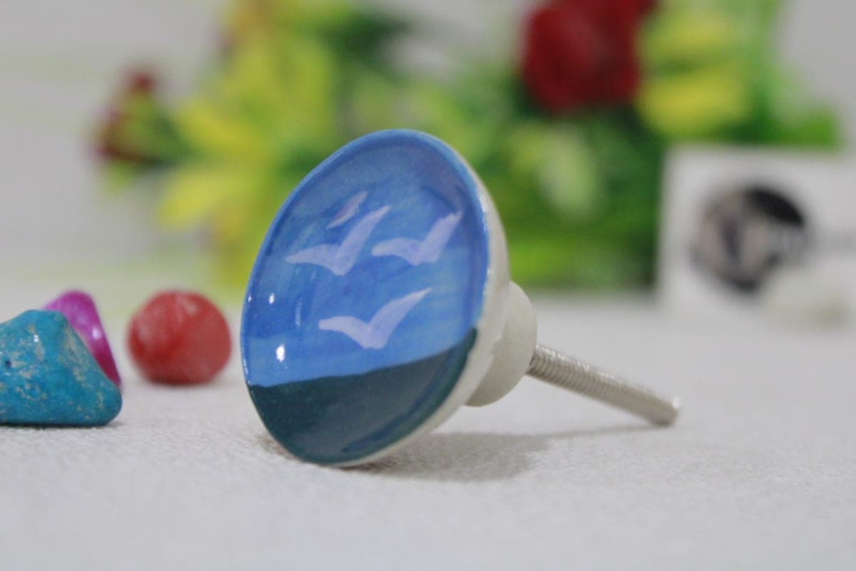 Printed Bird Ceramic Knob