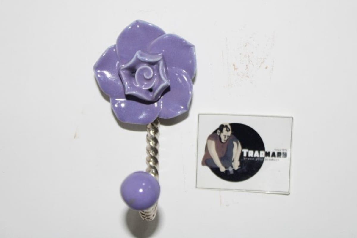 Ceramic Purple Rose Wall Hook