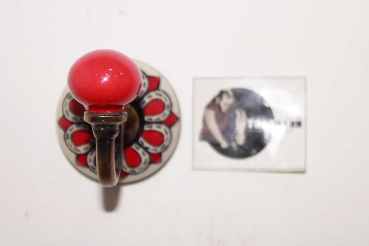 Ceramic Red Printed Flower Wall Hook