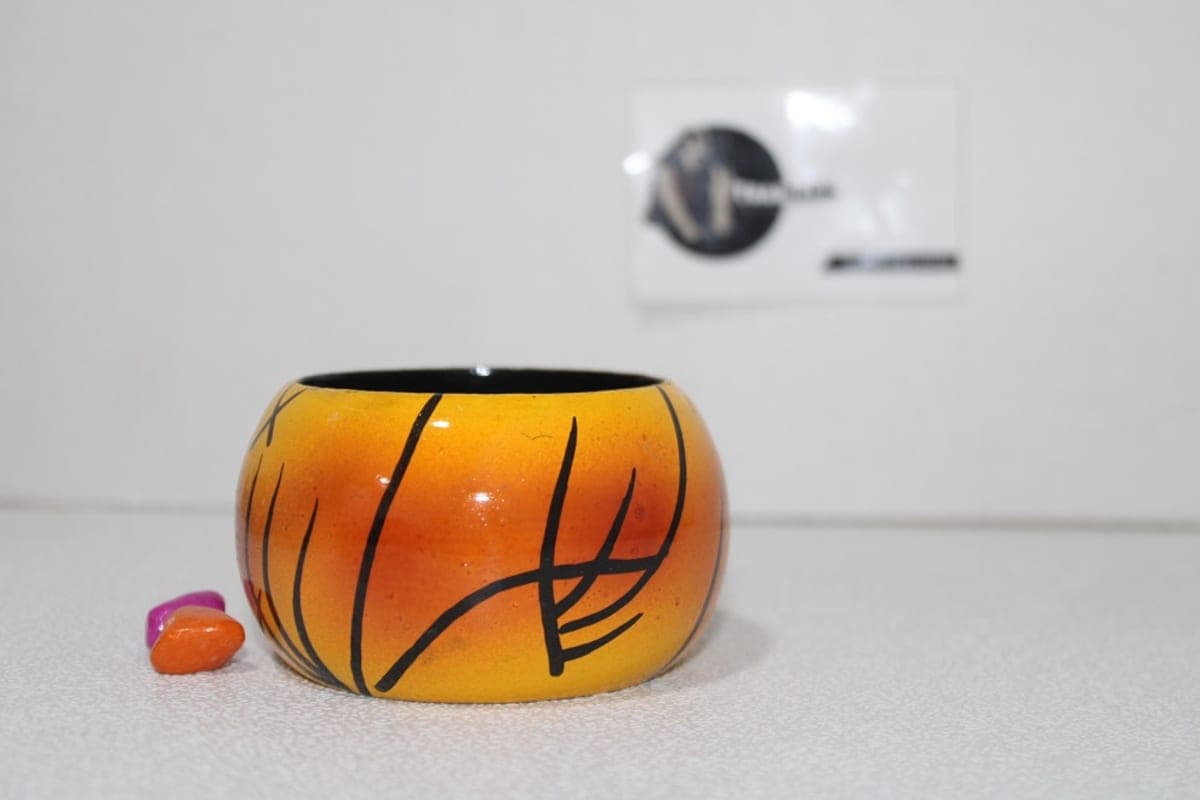 Yellow Colored Bangle in Black Line Design