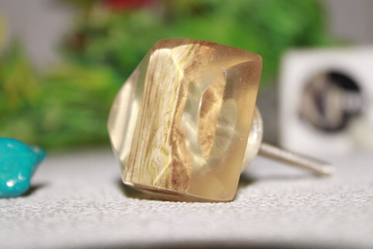 Transparent Resin & wood Design Knob 