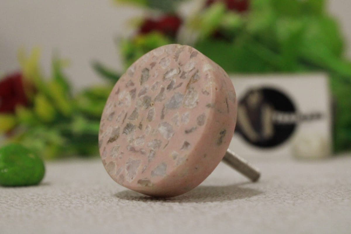 Marble Mixed Pink Resin Knob,
