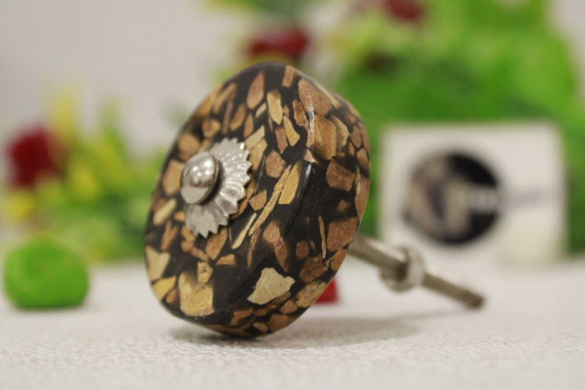 Black Resin Mixed Marble Resin Knob