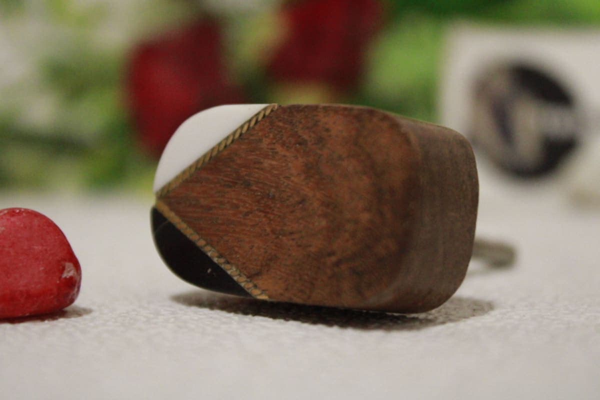 White, Black Resin & wooden Knob