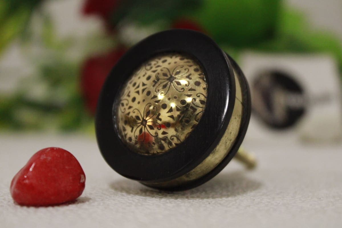 Black Resin & Brass Knob