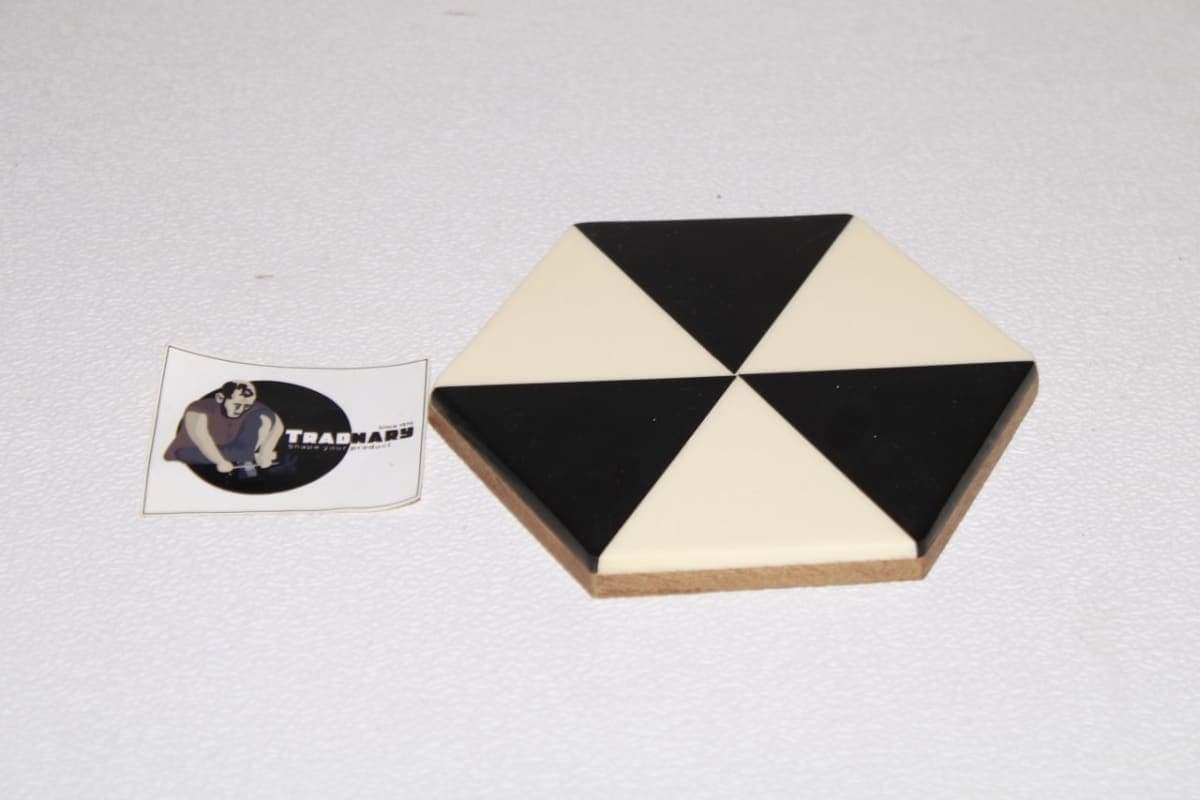 Hexagon Black & White Resin Coaster