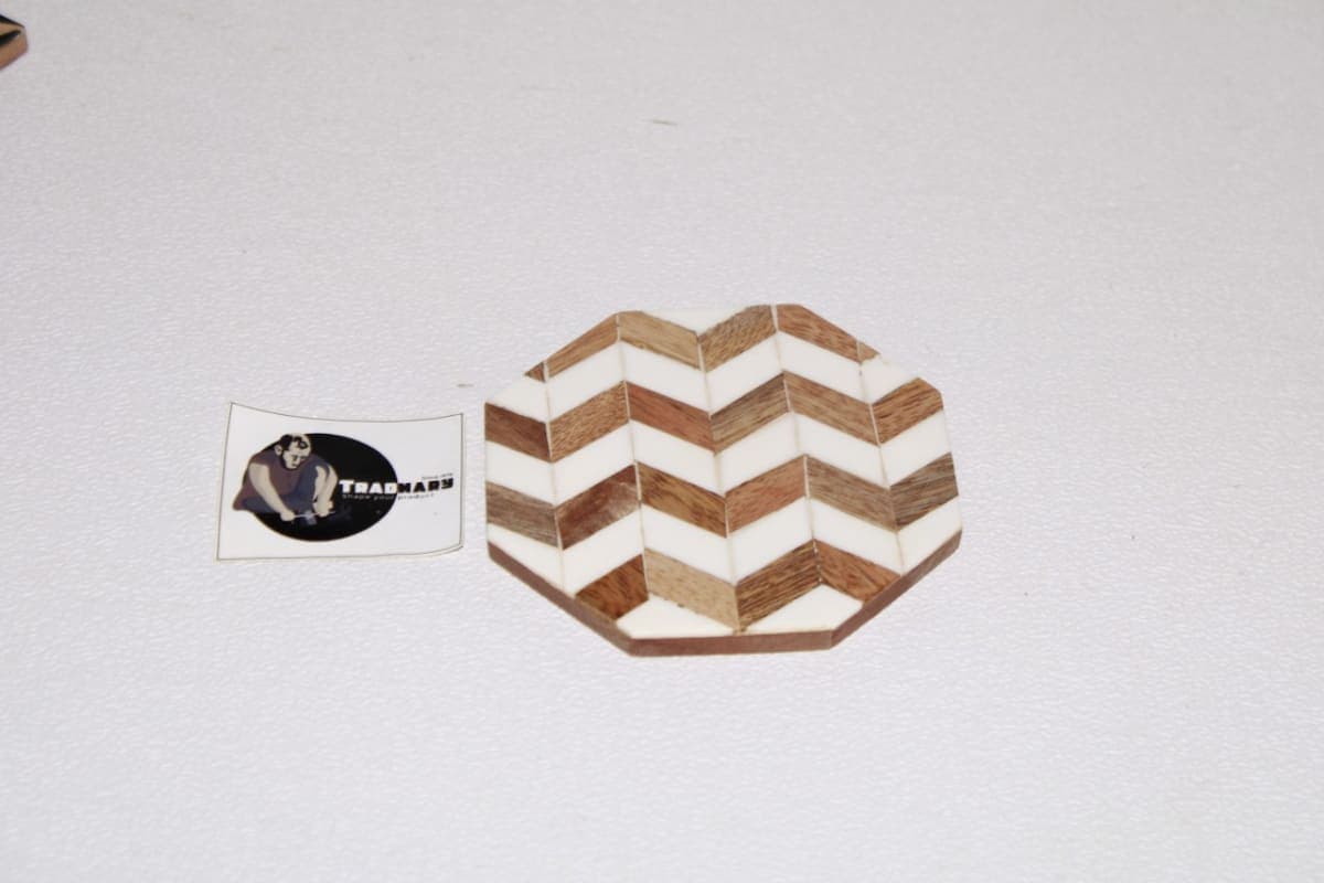 Hexagon White Resin Stripes Coaster