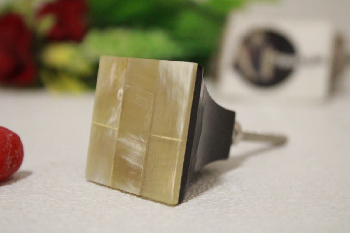 Square White Horn Knob