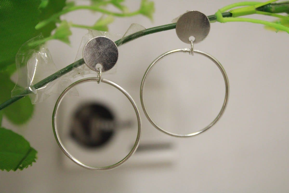 Circle Shape Silver Coated Earrings