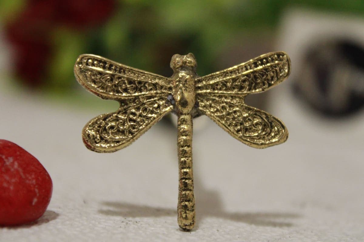 Brass Knob In Dragonfly Shape