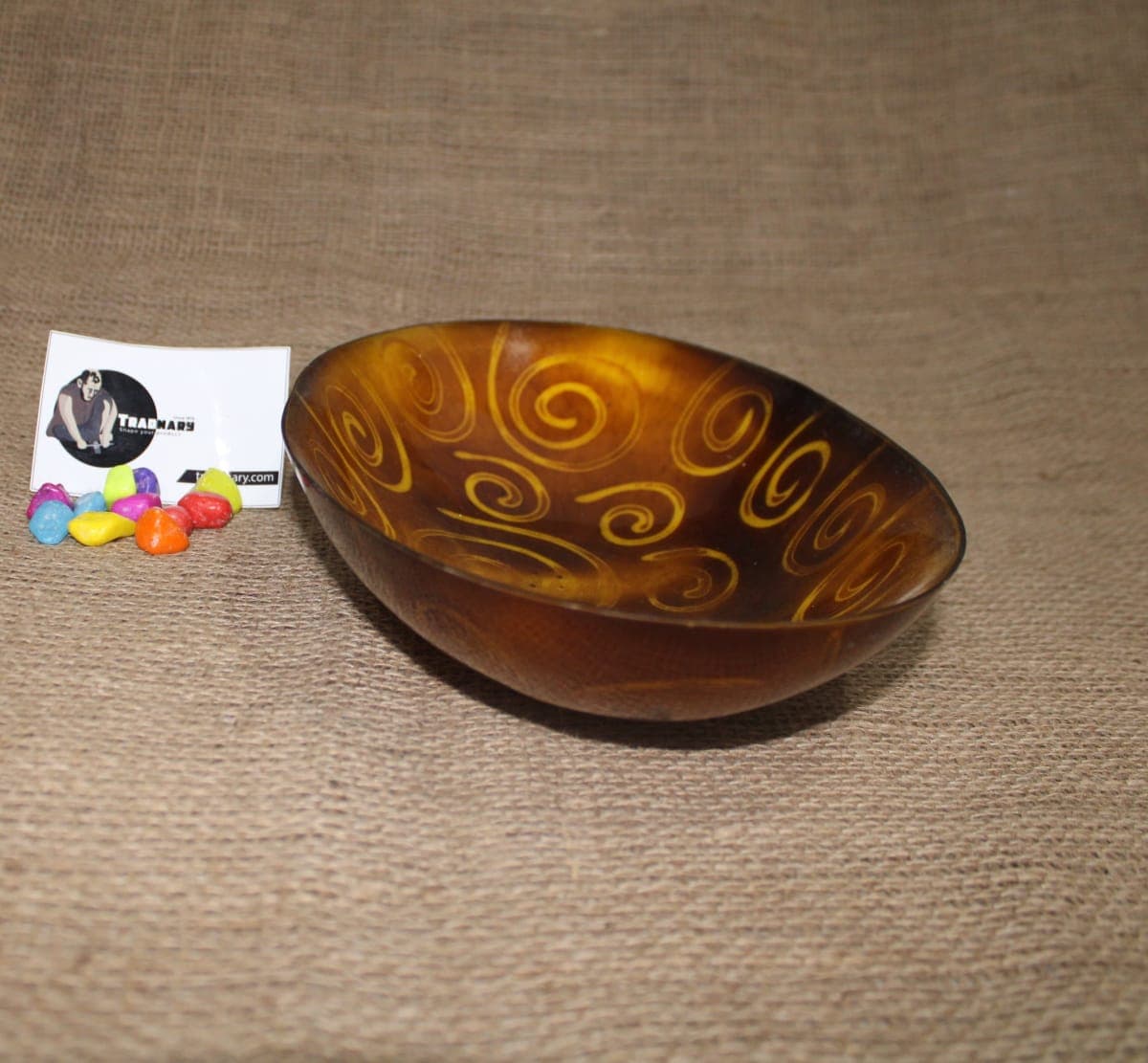Resin Bowl In Dark Brown Round Line Design