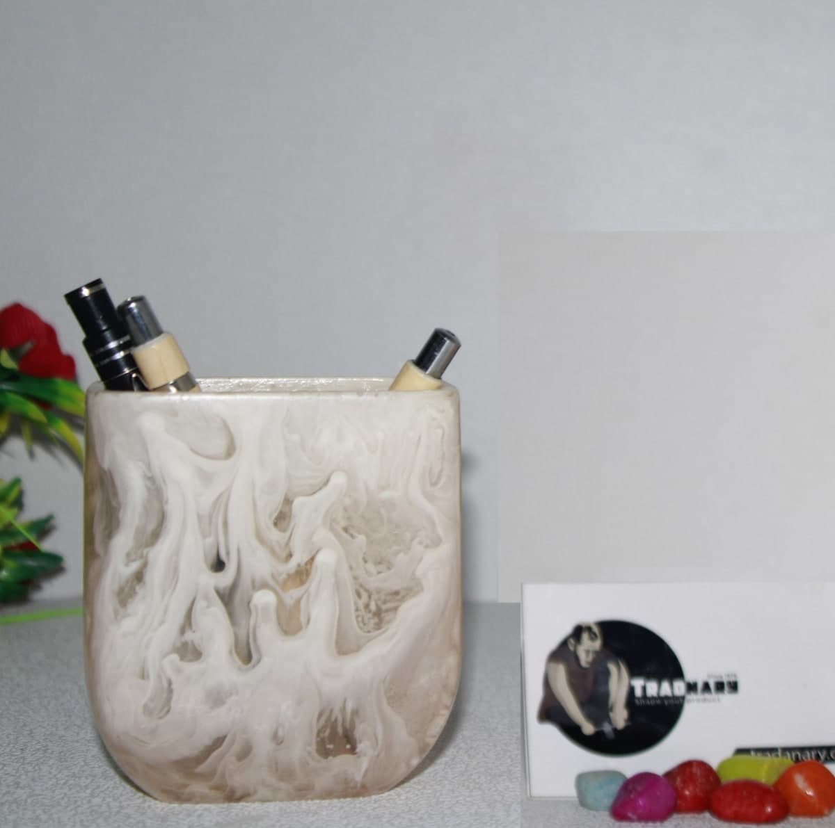 White Resin Pen Holder