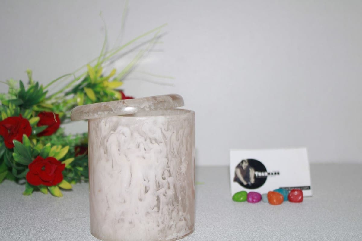 White Resin Box In Round Shape