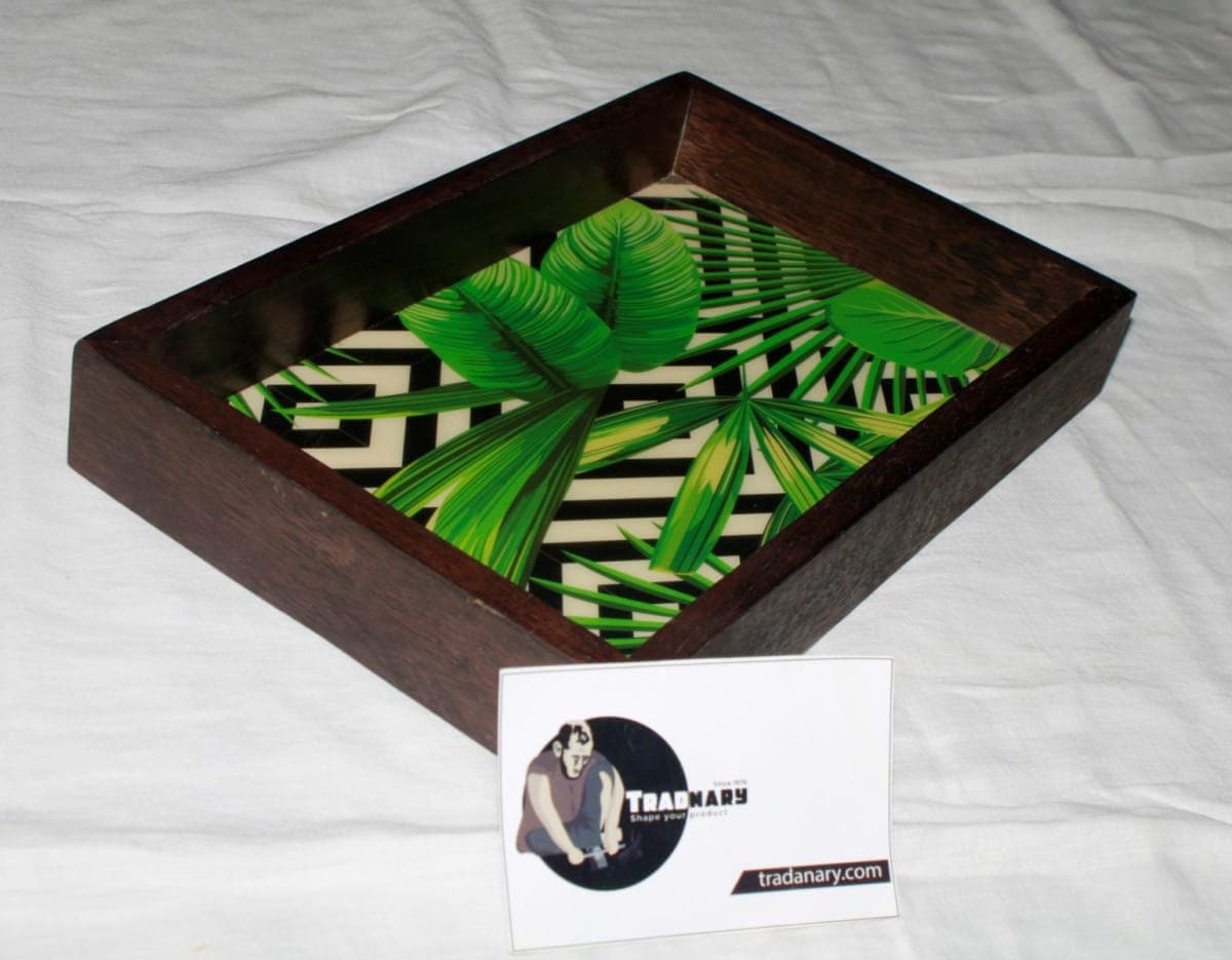 Serving Wooden Tray In Leaf Design