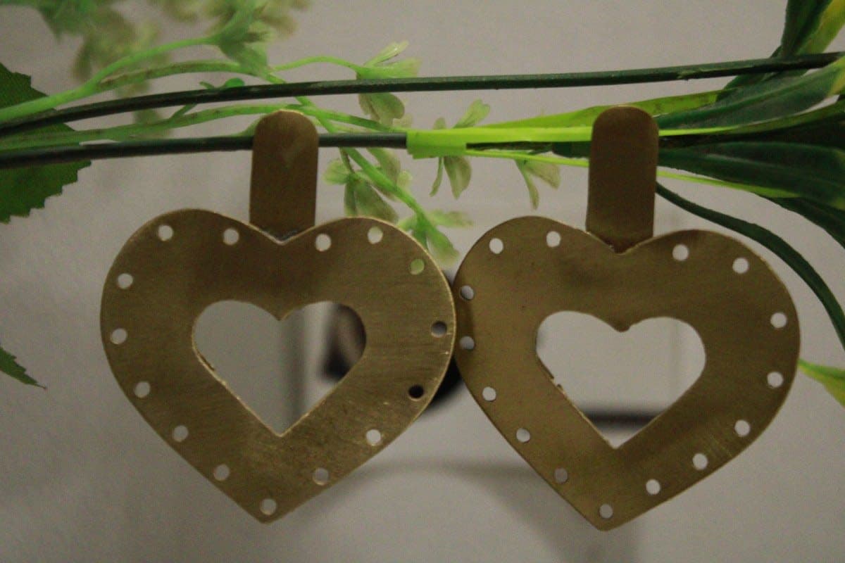 Brass Earrings In Heart Shape