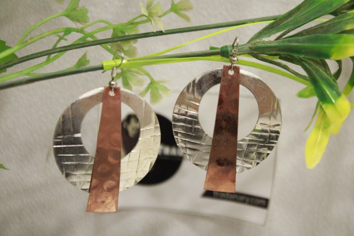 Silver Coated  Earrings With Copper Rope  Design