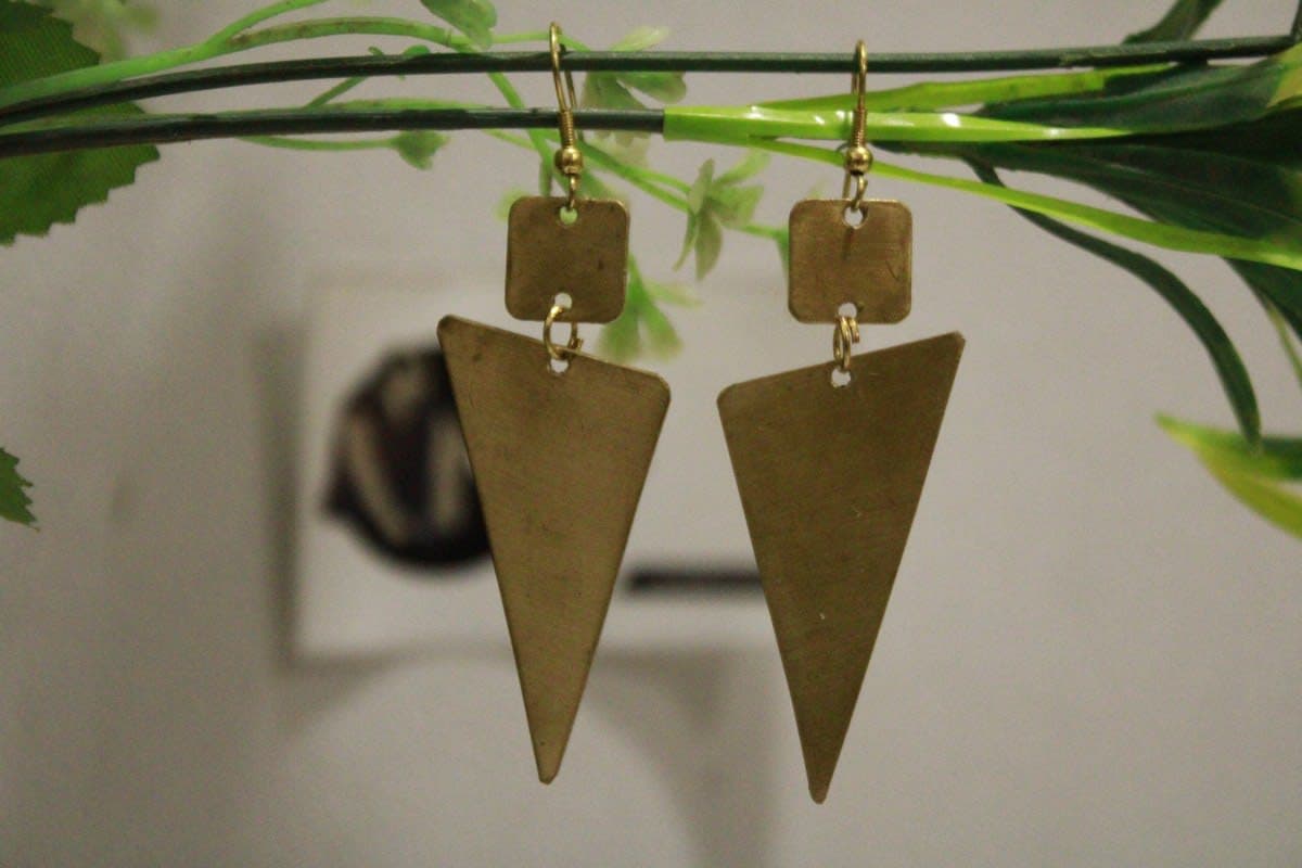 Brass   Earrings  In Triangle Shape
