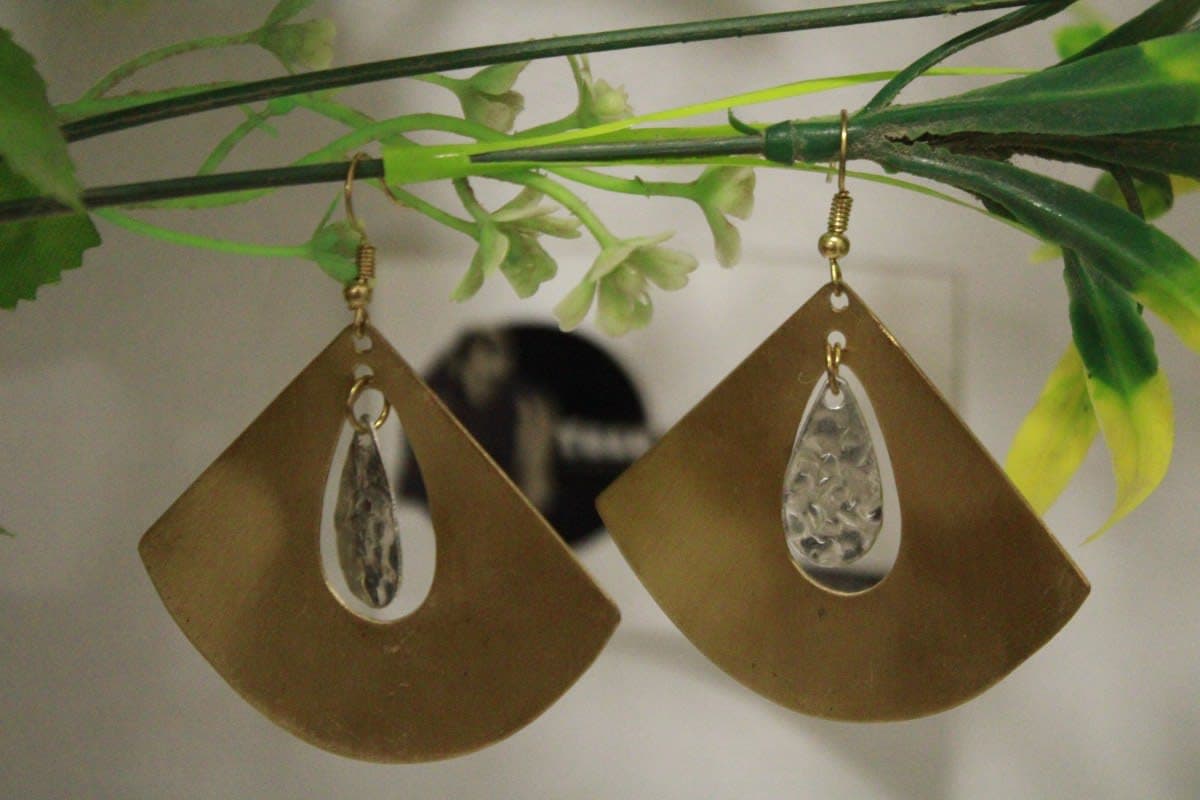 Brass Earrings In Trillion Shape