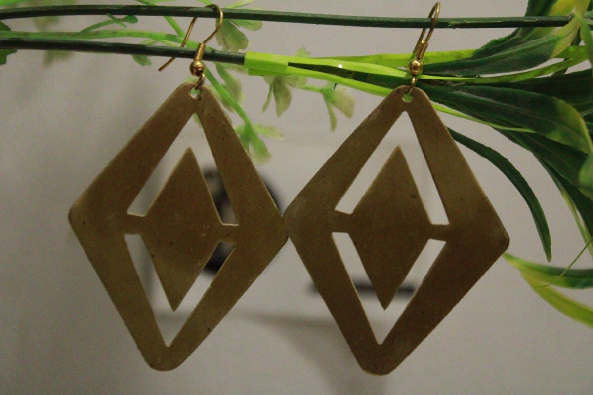 Brass Earrings In Diamond Shape
