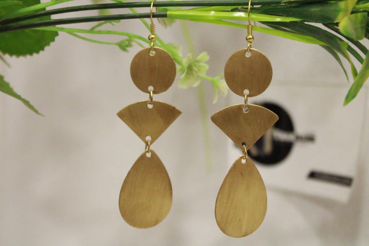 Brass Earrings In Cone & Circle Shape