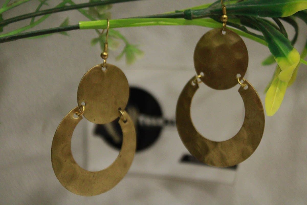 Brass Earrings In Joined Circle Design