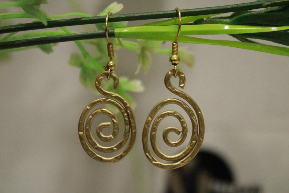 Brass Earrings In Jalebi Shape