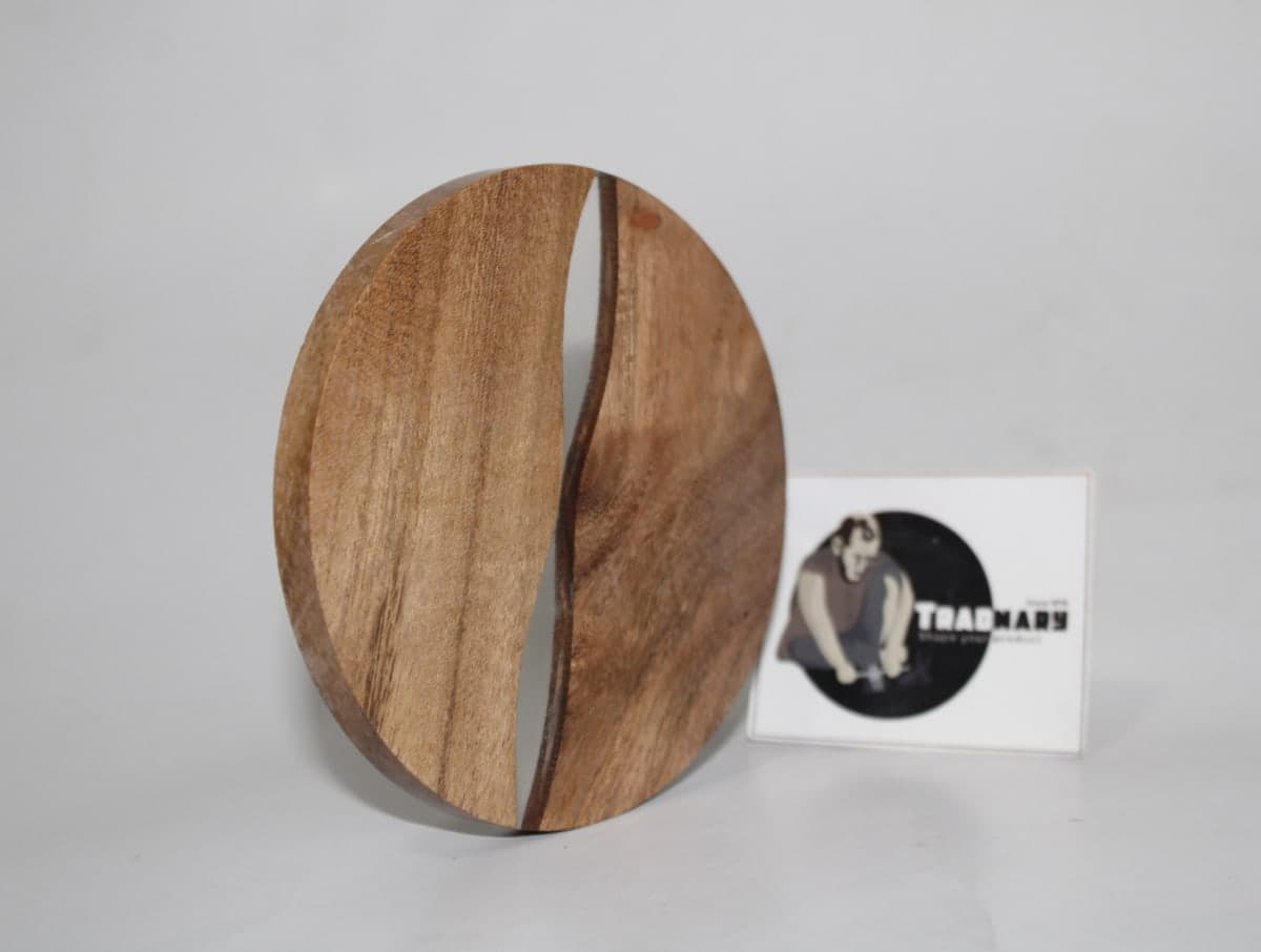 ROUND WOODEN COASTER WITH TRANSPARENT JOINED