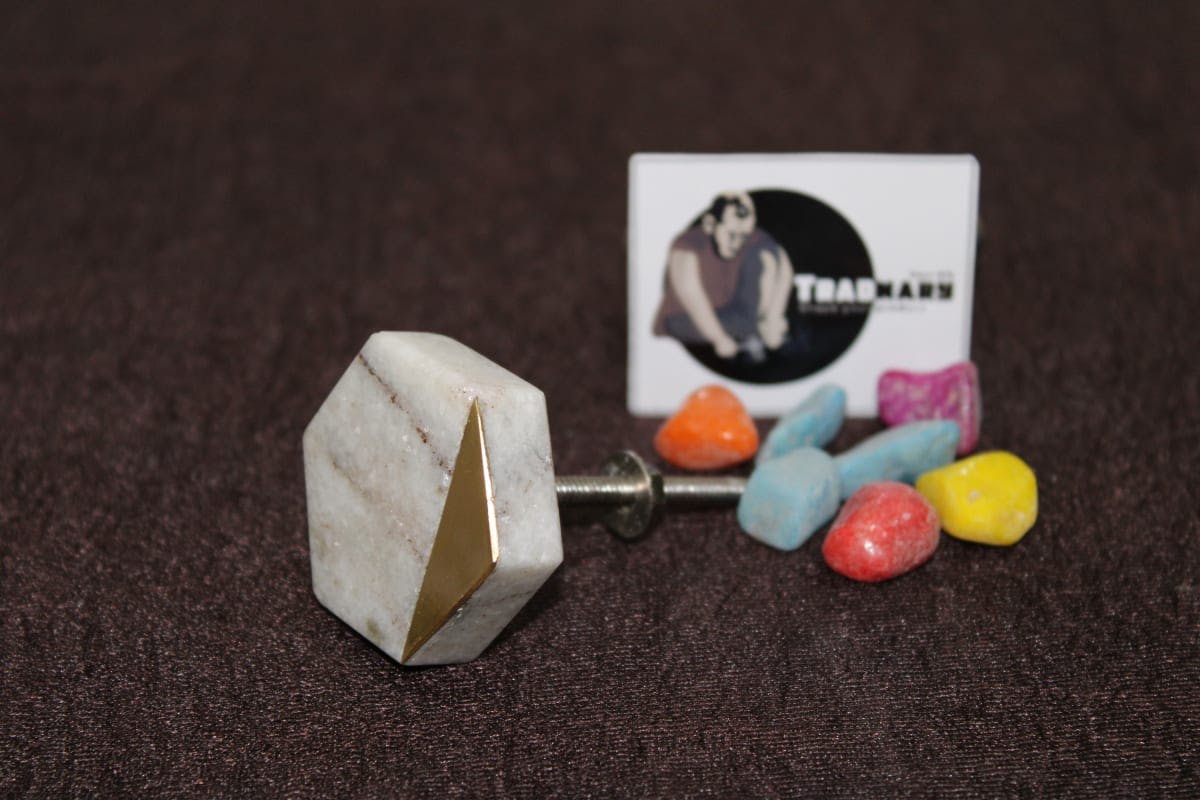 Hexagon Brass and Marble Knob