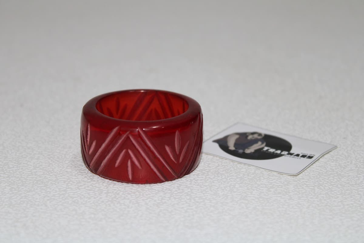 Carved Red Resin Napkin Ring