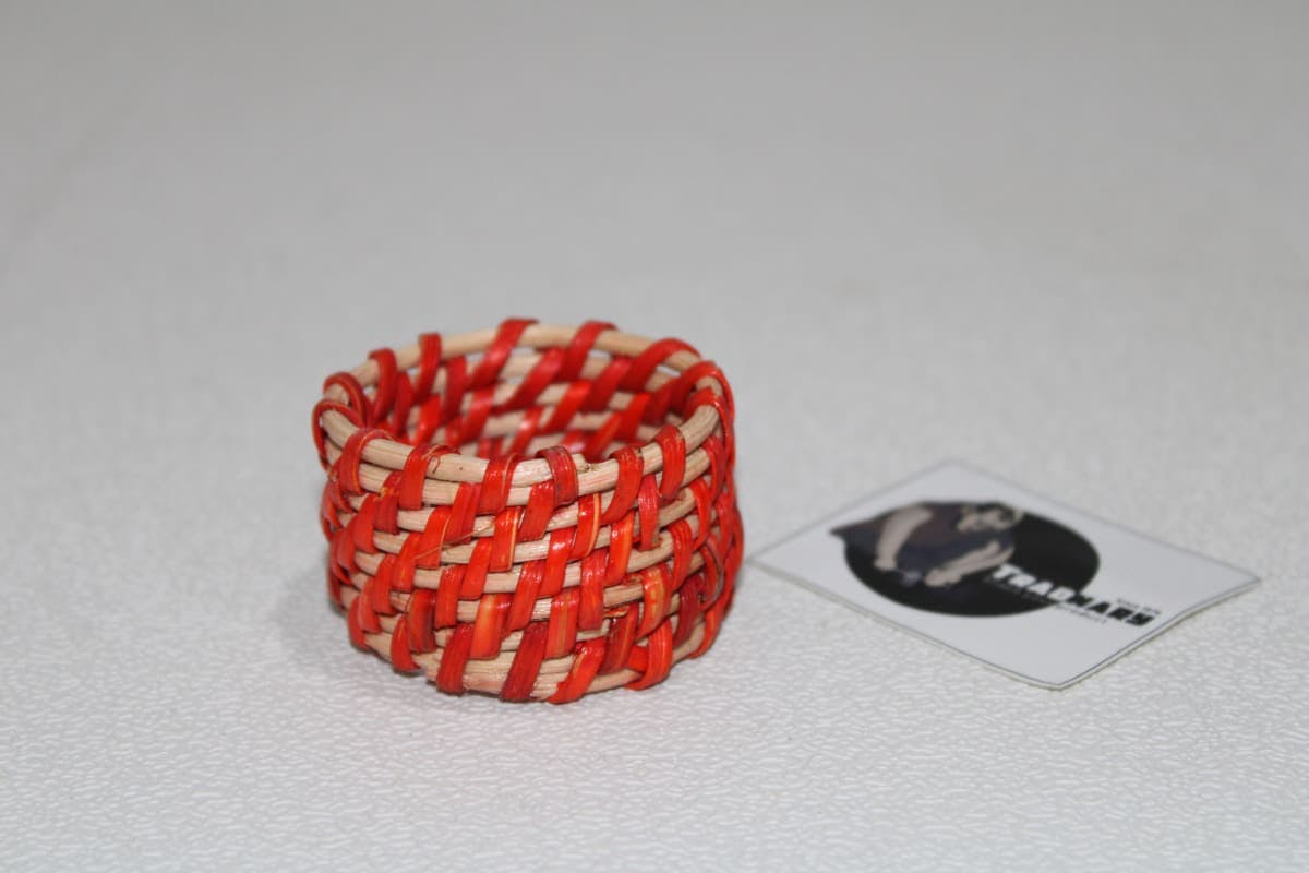 Rattan Napkin Ring In Red And Natural Color