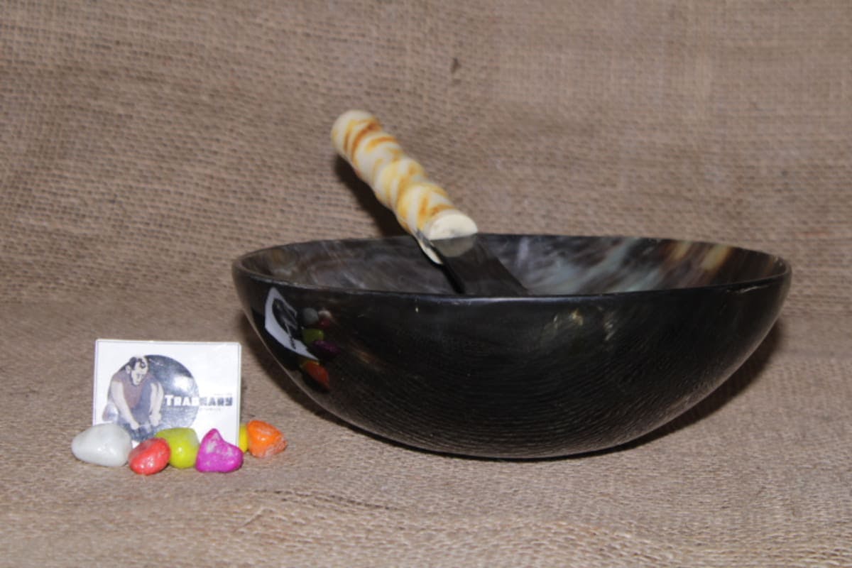 Black And Whitish Horn Bowl